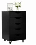 Relaxdays Rollcontainer, Schwarz, Holzwerkstoff, Kunststoff, 40x66.5x40 cm,
