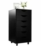 Relaxdays Rollcontainer, Schwarz, Holzwerkstoff, Kunststoff, 40x78x40 cm,