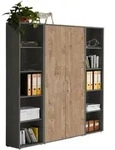 Mid.you Aktenschrank Office Edition, Anthrazit, Eiche, Holzwerkstoff, 12...