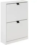 Beliani Schuhschrank, Wei&szlig;, Schwarz, Holzwerkstoff, 53x75x18 cm, Garderobe,