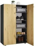 Mid.you Schuhschrank Lona, Anthrazit, Honigeiche, Kunststoff, 4 F&auml;cher, 70x110x39