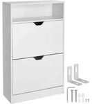 tectake Schuhschrank, Wei&szlig;, Holzwerkstoff, Quadratisch, 60x102x24 cm, Garderobe,