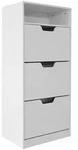 Relaxdays Schuhschrank, Wei&szlig;, Holzwerkstoff, Kunststoff, 60x140x24 cm, Garderobe,