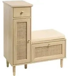 Beliani Schuhbank, Hellbraun, Braun, Beige, Gold, Holzwerkstoff, Kiefer,...