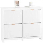 SoBuy Schuhschrank, Wei&szlig;, Holzwerkstoff, Metall, 104x82x23 cm, Garderobe,
