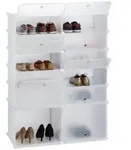 Relaxdays Schuhregal, Wei&szlig;, Kunststoff, Metall, 94x125x37 cm, Garderobe,