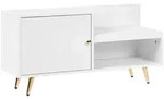 Beliani Schuhbank, Wei&szlig;, Gold, Holzwerkstoff, 100x50x35 cm, Garderobe,