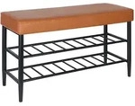 Relaxdays Schuhbank, Orange, Metall, Kunststoff, Textil, 80x50x30 cm, Garderobe,