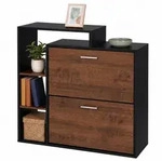 Relaxdays Schuhschrank, Schwarz, Dunkelbraun, Holzwerkstoff, Kunststoff, 80x90x23.5