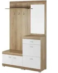 Masseno Garderobenschrank, Eiche, Wei&szlig;, Holzwerkstoff, 3 F&auml;cher, 1 Schubladen,