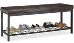 Relaxdays Schuhbank, Braun, Metall, Holzwerkstoff, Textil, 115x49x40 cm, Garderobe,
