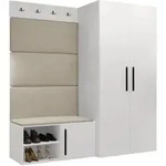 Mirjan24 Garderoben-Set, Beige, Wei&szlig;, Holzwerkstoff, Textil, Rechteckig,...