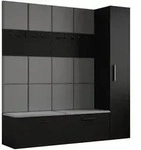 Masseno Garderobenschrank, Schwarz, Holzwerkstoff, 7 F&auml;cher, 201.2x204x40 cm,