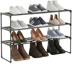 Relaxdays Schuhregal, Schwarz, Metall, Kunststoff, 117x55x30 cm, Garderobe,
