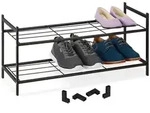 Relaxdays Schuhregal, Schwarz, Metall, Kunststoff, 70x33.5x26 cm, Garderobe,