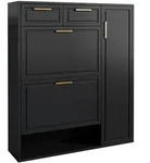 Stilvora Schuhschrank, Schwarz, Holzwerkstoff, 2 F&auml;cher, 2 Schubladen,...