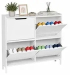 Relaxdays Schuhkipper, Wei&szlig;, Holzwerkstoff, Metall, 100x90x19 cm, Garderobe,