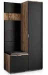 Masseno Garderobenschrank, Eiche, Schwarz, Schwarz, Holzwerkstoff, 3 F&auml;cher,