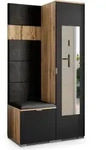 Masseno Garderobenschrank, Eiche Wotan, Schwarz, Schwarz, Holzwerkstoff, 3...