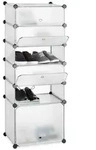 Relaxdays Schuhregal, Transparent, Kunststoff, Metall, 49x126x36.5 cm,...