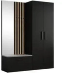 Masseno Garderobenschrank, Schwarz, Holzwerkstoff, 8 F&auml;cher, 160.6x204x40 cm,