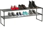 Relaxdays Schuhregal, Schwarz, Metall, Kunststoff, 117x38x30 cm, Garderobe,