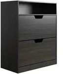 Relaxdays Schuhkipper, Grau, Holzwerkstoff, Kunststoff, 80x102x24 cm, Garderobe,