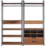 [en.casa] Garderoben-Set, Walnuss, Schwarz, Metall, 2 Schubladen, einzeln stellbar,