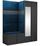 Mirjan24 Garderoben-Set, Graphit, Blau, Kunststoff, 158x186x46 cm, Garderobe,