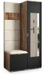 Masseno Garderobenschrank, Eiche, Schwarz, Beige, Holzwerkstoff, 3 F&auml;cher,...
