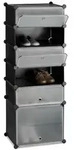 Relaxdays Schuhregal, Schwarz, Kunststoff, Metall, 49x126x36.5 cm, Garderobe,