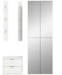 Livetastic Garderobe, Wei&szlig; Hochglanz, Wei&szlig;, Holzwerkstoff, 4-teilig, 128x193x34 cm,