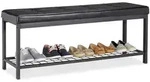 Relaxdays Schuhbank, Schwarz, Metall, Holzwerkstoff, Textil, 115x49x40 cm, Garderobe,