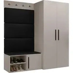 Mirjan24 Garderoben-Set, Schwarz, Kaschmir, Holzwerkstoff, Textil, Rechteckig,