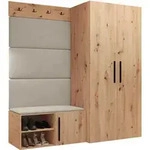 Mirjan24 Garderoben-Set, Beige, Eiche Artisan, Holzwerkstoff, Textil,...