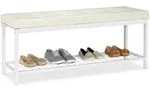 Relaxdays Schuhbank, Wei&szlig;, Metall, Holzwerkstoff, Textil, 115x49x40 cm, Garderobe,