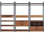 [en.casa] Garderoben-Set, Walnuss, Schwarz, Metall, 2 Schubladen, einzeln stellbar,