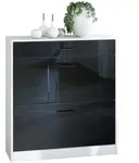 Vladon Schuhschrank, Schwarz Hochglanz, Holzwerkstoff, 89x95.5x27 cm, Garderobe,
