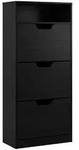 Relaxdays Schuhschrank, Grau, Holzwerkstoff, Kunststoff, 60x140x24 cm, Garderobe,