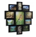 Relaxdays Bilderrahmen, Schwarz, Kunststoff, Holzwerkstoff, Wellpappe, 61.5x2x61.5