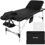 tectake Massageliege, Schwarz, Metall, 103x90x212 cm, Freizeit, Wellness,