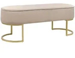 Beliani Bank, Beige, Textil, 1-Sitzer, Oval, 104x40x40 cm, Esszimmer, B&auml;nke,