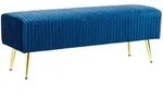 Beliani Bank, Blau, Gold, Textil, Rechteckig, 118x42x40 cm, Esszimmer, B&auml;nke,