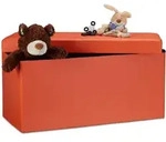 Relaxdays Sitzbank, Orange, Holzwerkstoff, Kunststoff, Textil, 38x38x76 cm,