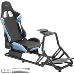 tectake Gamingstuhl, Schwarz, Hellblau, Metall, 57x62x220 cm, Kinderzimmer &
