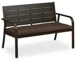 Relaxdays Gartenbank, Braun, Kunststoff, Metall, Textil, 2-Sitzer, 118x78x66 cm,