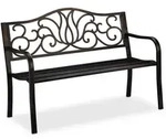 Relaxdays Gartenbank, Dunkelbraun, Metall, 127.5x90x63 cm, Gartenm&ouml;bel, Gartenb&auml;nke