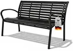 Berlinlodge Gartenbank, Schwarz, Metall, 3-Sitzer, 126x80x60 cm, Gartenm&ouml;bel,