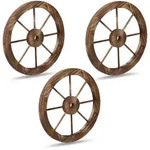 Relaxdays Wagenrad, Braun, Holz, Kunststoff, 40x40x2.5 cm, Gartenzubeh&ouml;r, Gartendeko