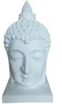Relaxdays Buddhakopf, Wei&szlig;, Kunststoff, 36.3x66.8x36.3 cm, Dekoration, Skulpturen &